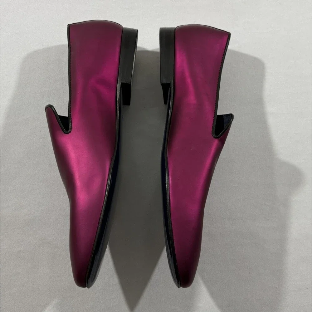 Ron Tomson Patent Leather Loafer Metallic Fuchsia Pink Polished Shoes Slip On 43